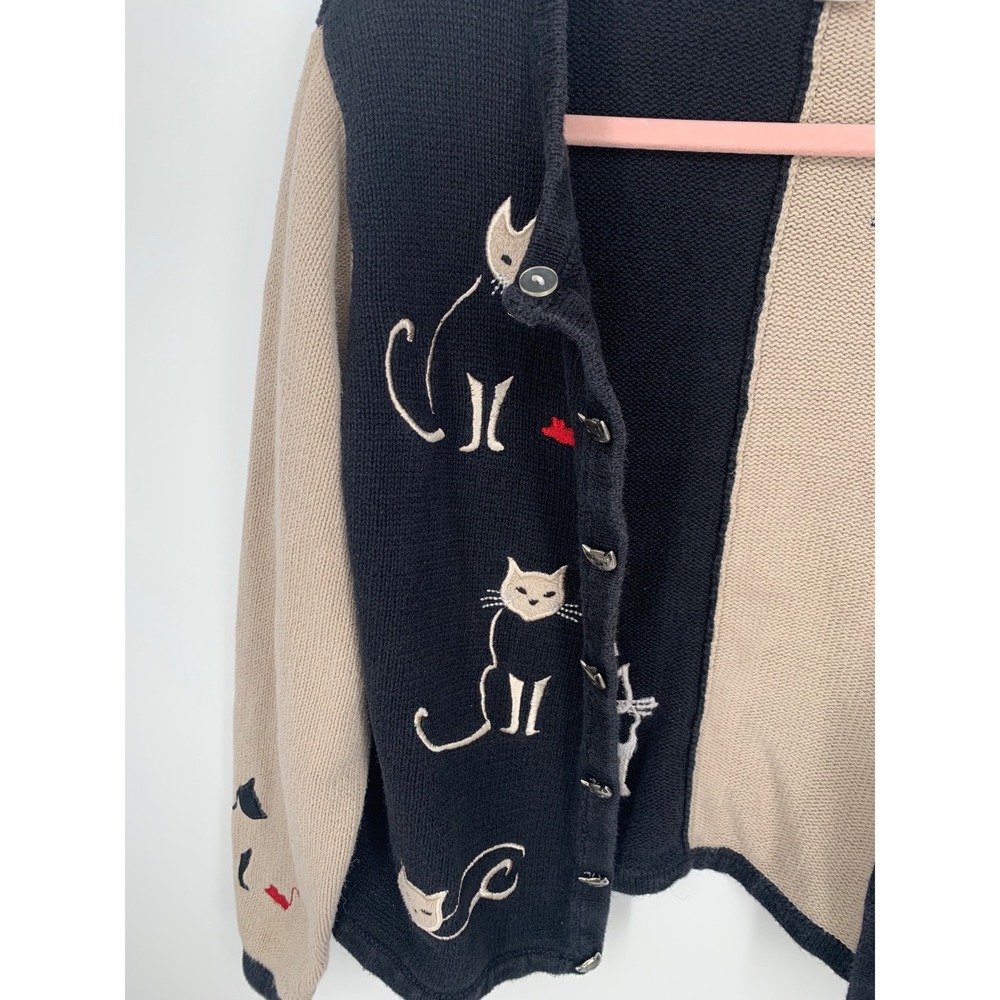Christopher & Banks Cat Button Cardigan Sweater Ramie Cotton Size Medium - Picture 4 of 7